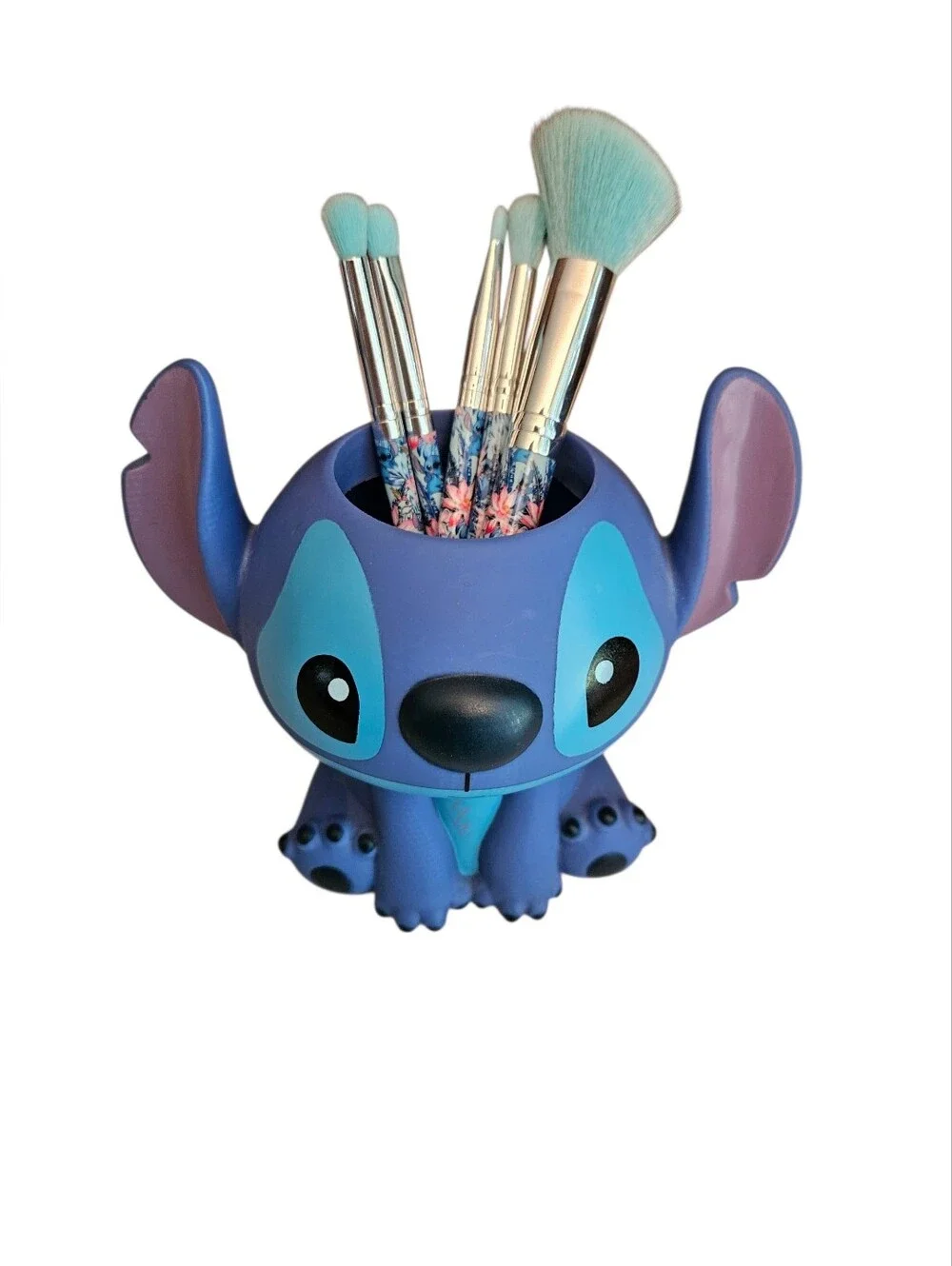 Disney Loungefly Stitch 3D Makeup Brush Holder Cup & Unused 5pc Brush Set